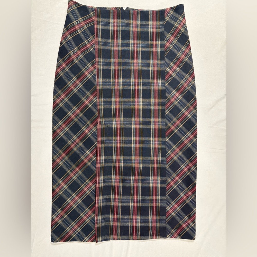 Free People Plaid Wellington Midi Pencil Skirt Size 12